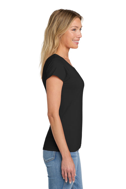 Camiseta negra suave con cuello en V para mujer de Nautical Bay®
