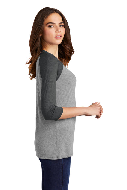 Camiseta raglán de manga 3/4 Nautical Bay® para mujer, color negro/gris escarchado