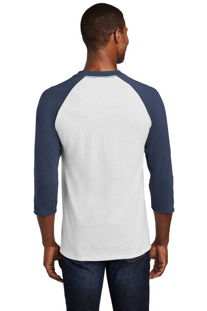 Nautical Bay® White and Navy 3/4-Sleeve Raglan Tee