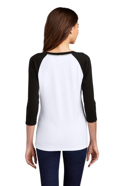 Camiseta raglán de manga 3/4 blanca y negra para mujer de Nautical Bay®