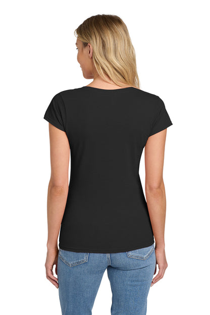 Camiseta negra suave con cuello en V para mujer de Nautical Bay®