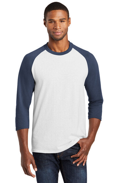 Nautical Bay® White and Navy 3/4-Sleeve Raglan Tee