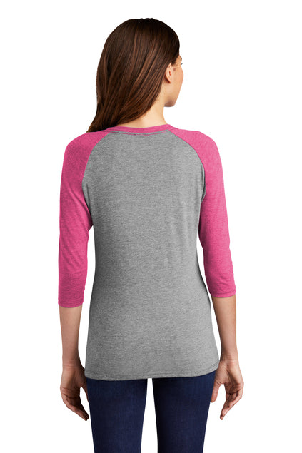 Nautical Bay ® Women's Fuchsia Frost and Grey Frost  3/4-Sleeve Raglan