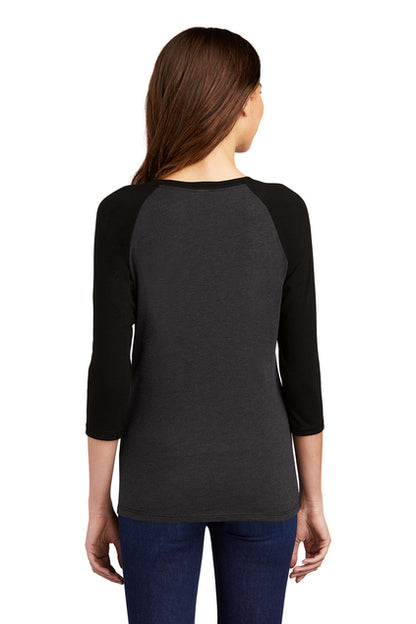 Camiseta raglán de manga 3/4 Nautical Bay® para mujer, color negro y negro escarchado