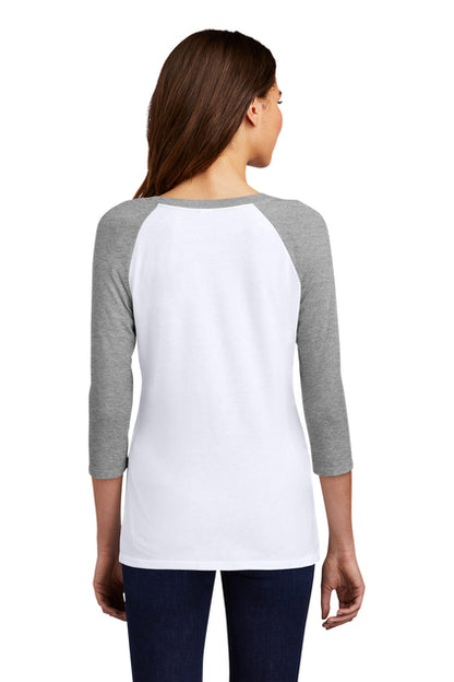 Camiseta raglán de manga 3/4 blanca y gris para mujer de Nautical Bay®