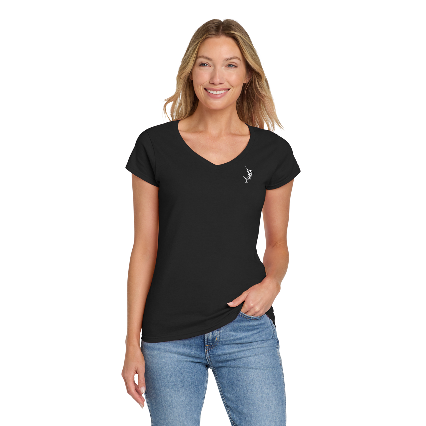 Nautical Bay® Women's Soft Black  Fit V-Neck T-Shirt