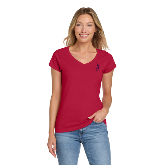 Nautical Bay® Women's Soft Cherry Red  Fit V-Neck T-Shirt