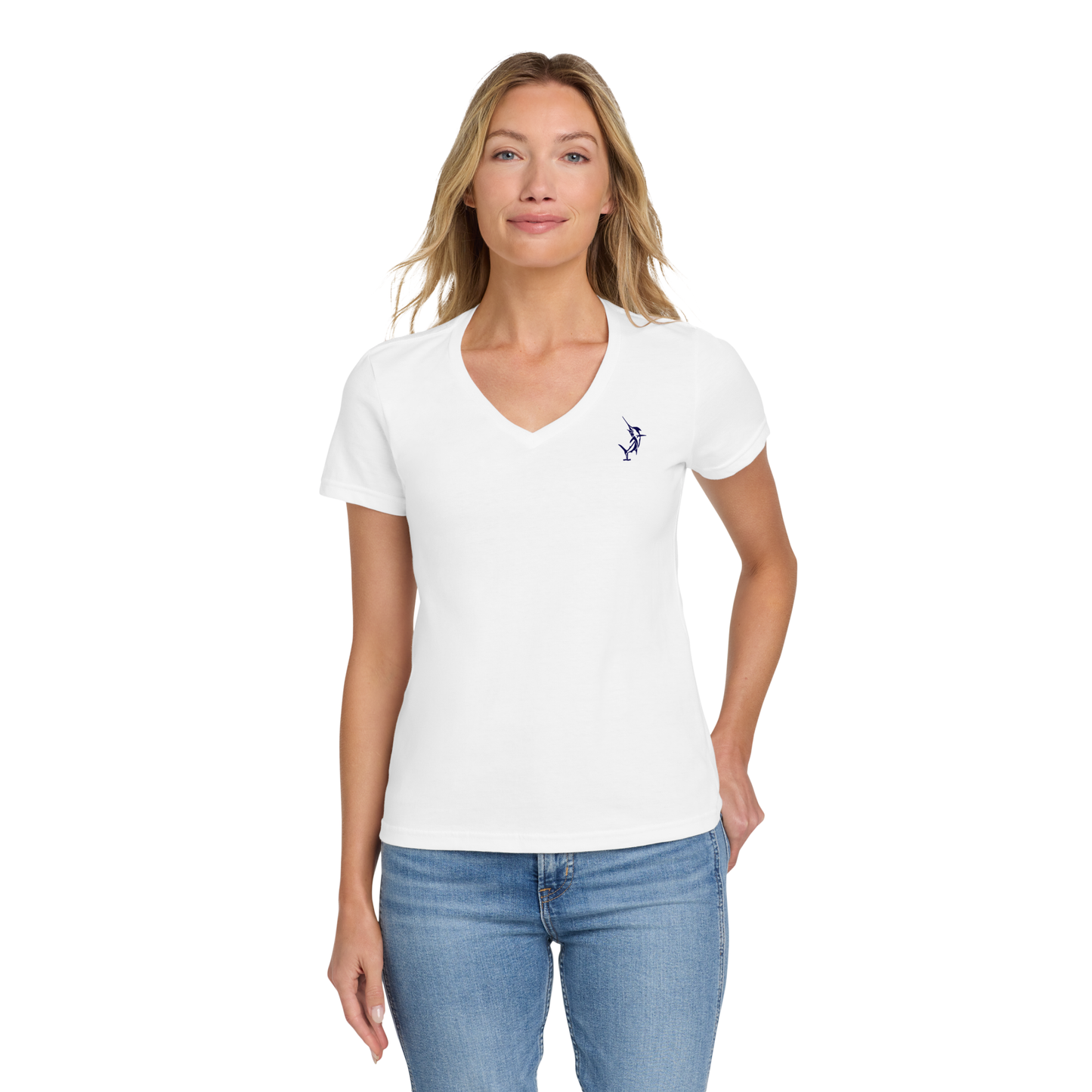 Nautical Bay® Women's Soft White  Fit V-Neck T-Shirt